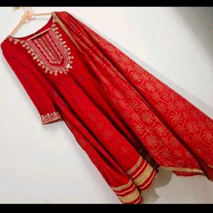 Rajasthani Red Anarkali Set