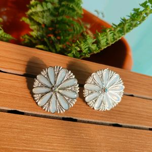 Silver Base White Studs