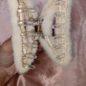 Faux Fur Hair Claw Clip - New Unused