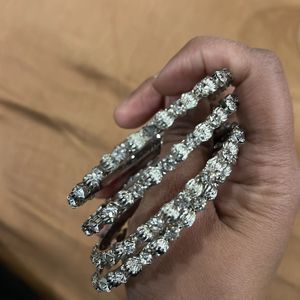 Silver Stone And Zari Bangles