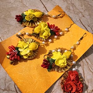 Maang Tikka/Earring Set For Haldi,Mehndi Func