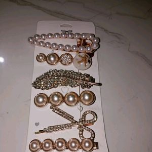 6 Pc Pearl Barrettes Women Pin Korean Style