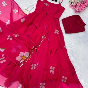 8MTR HUGE FLAIR BEAUTIFUL ROSE PINK GOWN