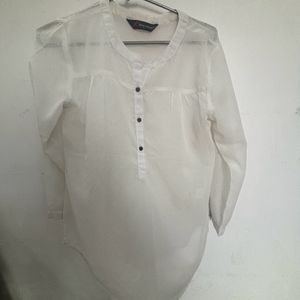 Cream Coloured Chiffon See Through Tunic Shirt