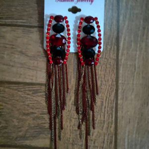 Black Red Earrings