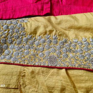 Yellow Red Pittan Work Silk Saree♥️✨️