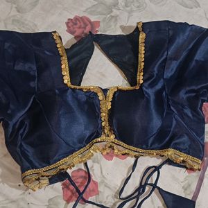 New  Designer Silk Navy Blue Blouse