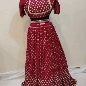 Dark Pink Colour Heavy Work Lehenga