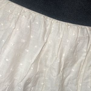 White Cotton Rose Designed Skirt