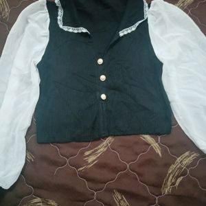 DESIGNER SILVER BUTTONS LYCRA TOP