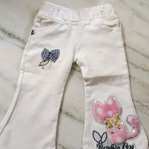 Pant White Colour With Barbie Cat