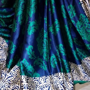 Art Silk Saree Floral Print With Blouse