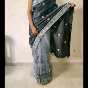 Black And Grey Partywear Saree 🖤