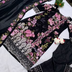 Black Bold Pakistani Designer Suit Set