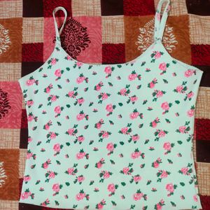 White Flower Print Tank Top