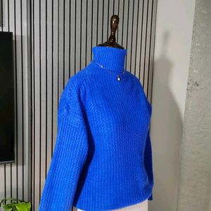 Blue Turtle Neck Woolen Pullover