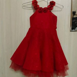 Beautiful Red Party Wear Frock For 3-4 Years Girl