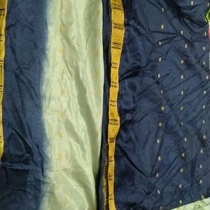 Grey Navy Blue Artificial Silk Saree With Beautiful Border Work And Designs