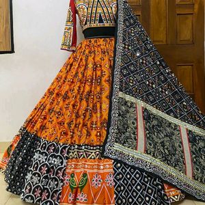 HEAVY MATERIAL SILK LEHENGA REAL MIRROR WORK