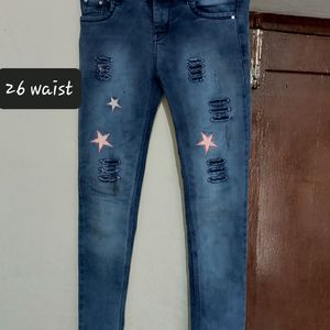 Dark Blue rugged designer jean for girls