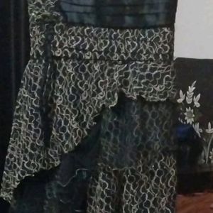 Net Fabric Flared Dress