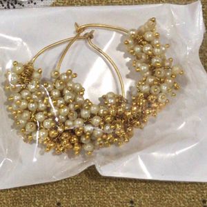 Jhumka Earrings Artificial White Pearls