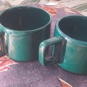 Aesthetic Cups Of Green Colour Pair of2