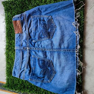 rugged denim skirt