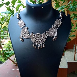 Oxidised matte Finish Jhumka & Choker (Pack Of 2)