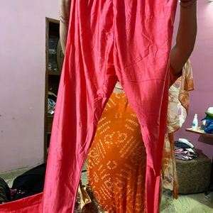 Peach Gown With Leggings And Dupatta