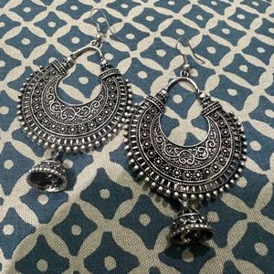 Oxidised Round Earrings