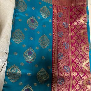 Blue And Pink Saree For Weeding