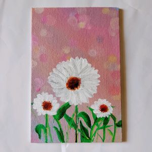 DAISY FLOWER Painting Canvas board (HANDMADE)