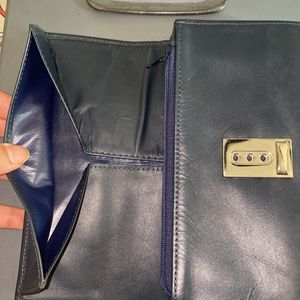 Leather Blue Clutch Wallet