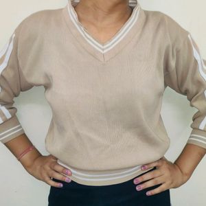 Beige Woolen Crop Top