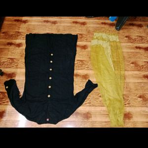 Black Kurta Set And Net Dupatta