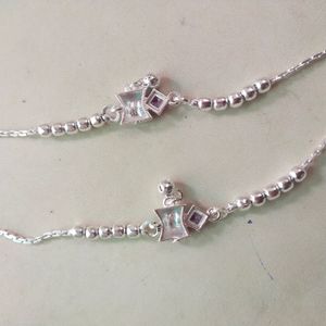 Pure Silver Oxidised Antique Ball Anklet(पायल)