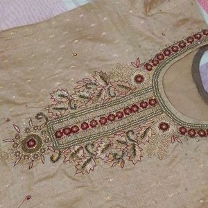 Golden And Maroon Plazo Suit With Dupatta