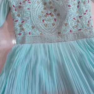 Frillled Embroidered Gown