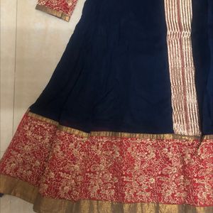 Blue And Red Anarkali Gown