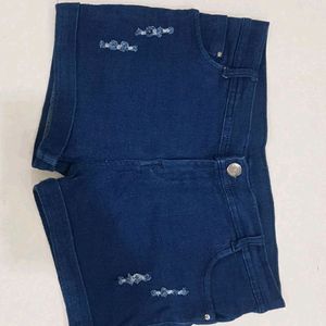 Solid Women Blue Denim Short