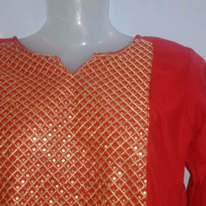 Red Sequin Kurta💖