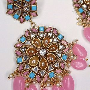 Colourful Long Kundan Earrings