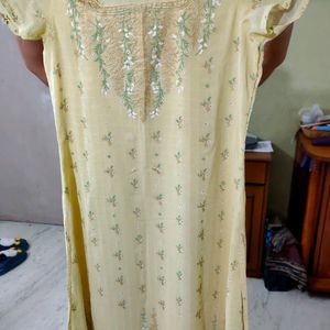 Light Yellow Embroidery Square Neck Kurta Set