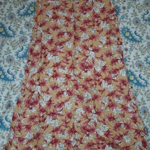 Floral Print Cotton Split Skirt