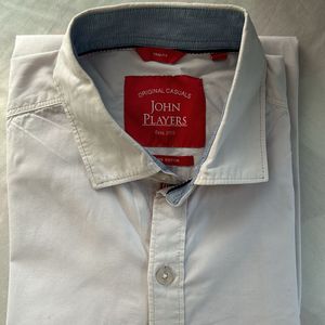 42 Trim Fit John players Full Sleeves White Shirt