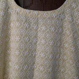 Cute Cream Yellow Chikan Kurta