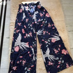 PRINTED STRETCHABLE BLUE PANTS