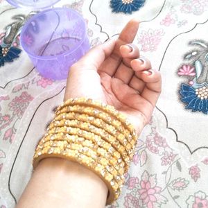 Golden&Small Yellow Flower Bangles