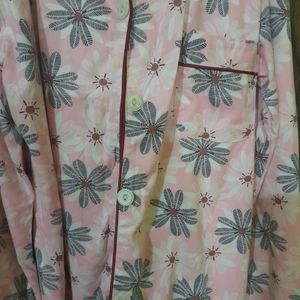 Flower Print Pink Cotton Blend Nightsuit 💗